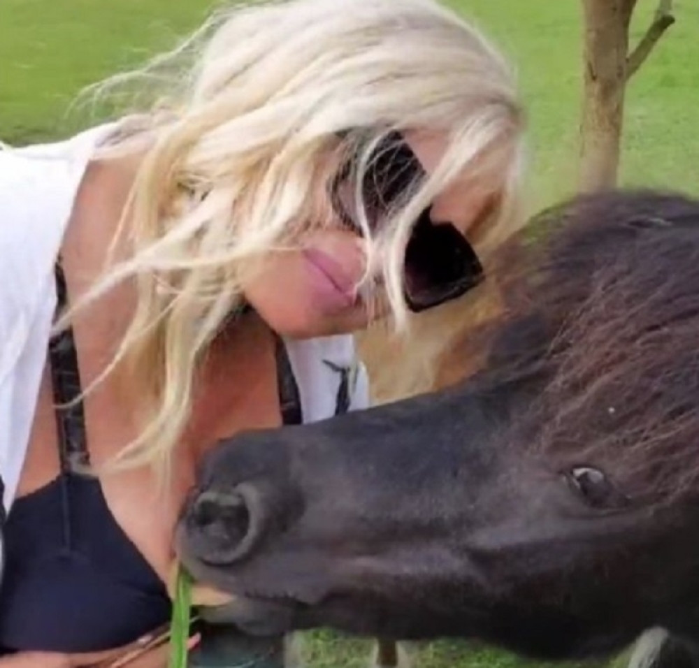 Zorani Pavić konj polizao bujno poprsje! (VIDEO)