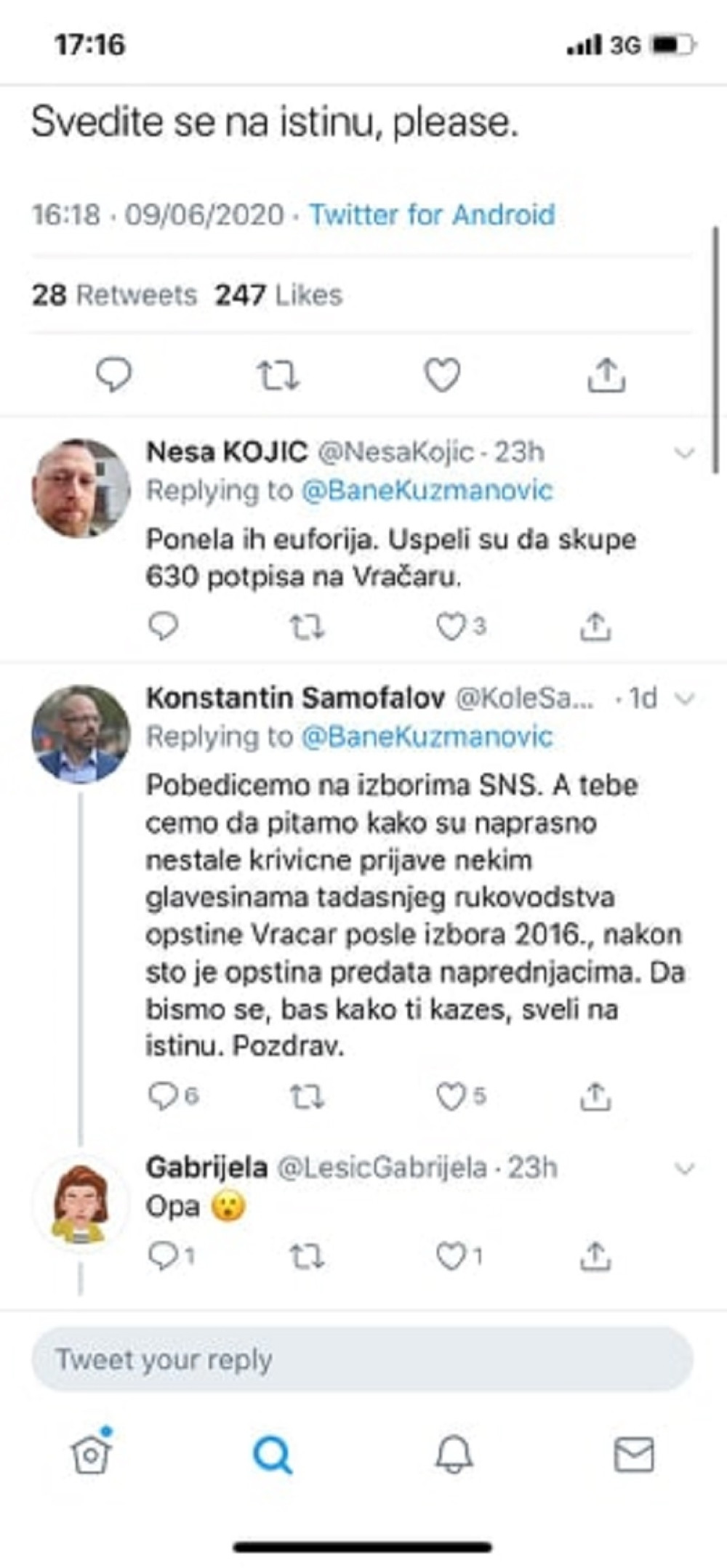 Ružna scena na Tviteru, Tadićev i Trifunovićev pulen napao poslednjeg predsednika Vračara iz Demokratske stranke