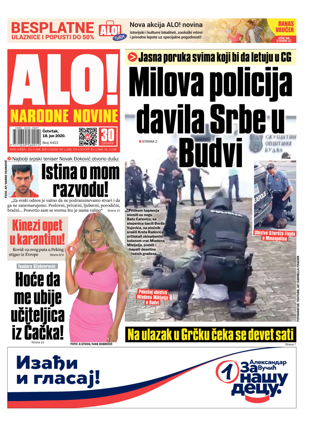 Milova policija davila Srbe u Budvi