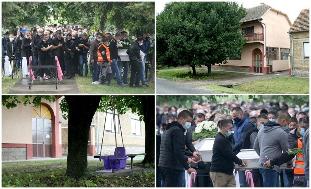 Mučne scene u Novim Karlovcima, ljudi ne mogu zaustaviti suze, Natalija (1) i Nikola (8) sahranjeni u belim kovčezima (FOTO)