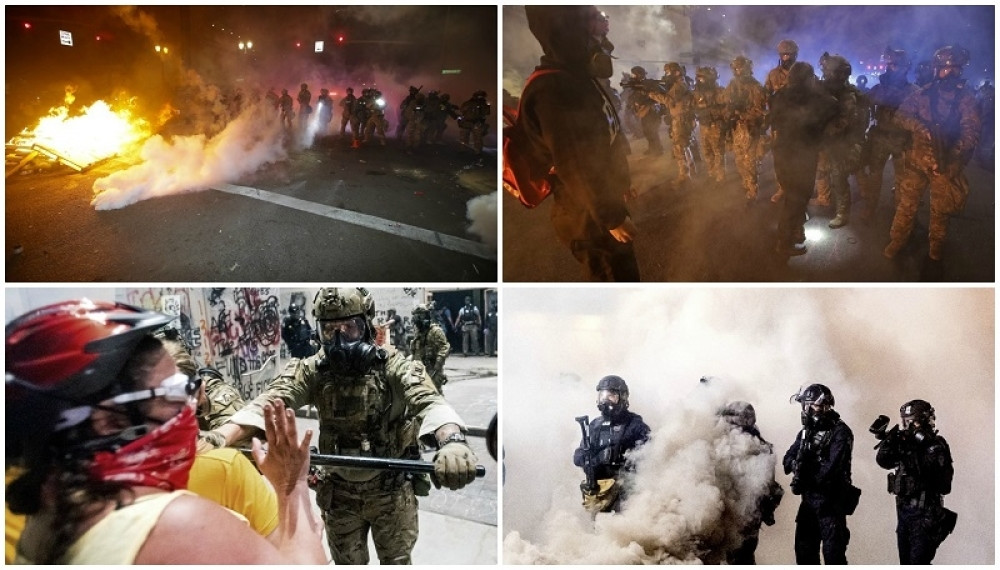 Sukob federalnih snaga sa demonstrantima, kamenice i baklje lete na zgradu suda! (FOTO/VIDEO)