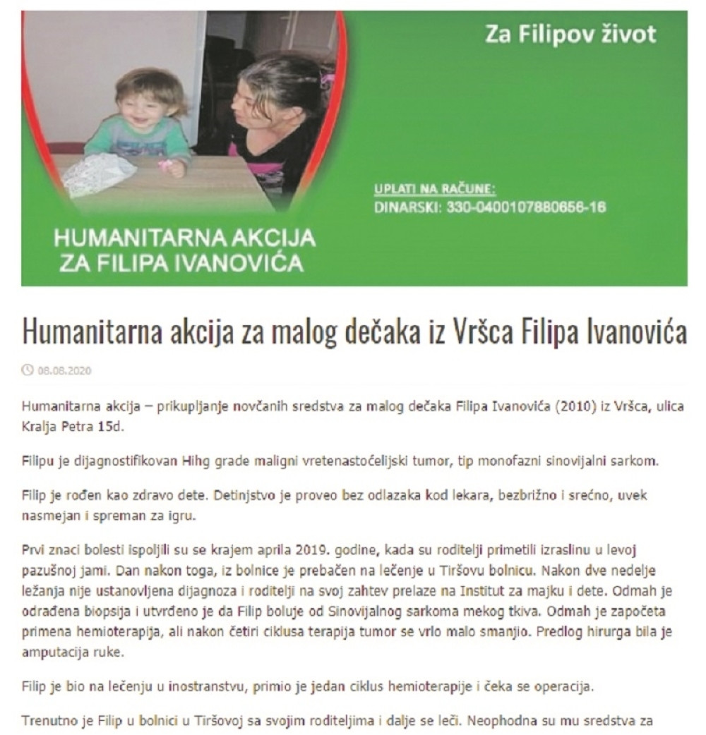 Glumi majku bolesnog deteta, zloupotrebljava podatke, samo da bi došla do novca!