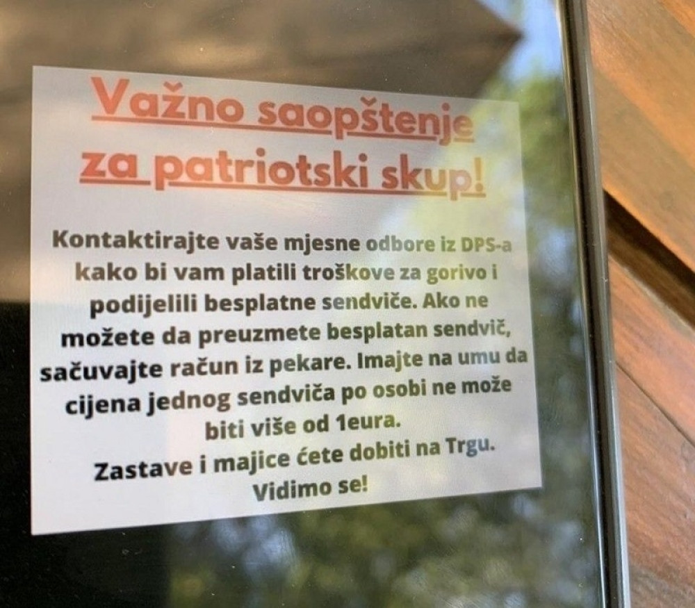 Skandalozno saopštenje DPS-a: Cena sendviča ne sme da bude veća od 1 evra! (FOTO)