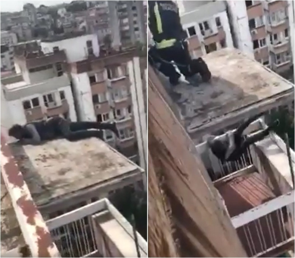 Prvo je sa krova pao na terasu, a onda je sa ograde otpuzao u smrt, vikali su mu: Ne, ne, stani! Lezi dole! Ne pomeraj se!