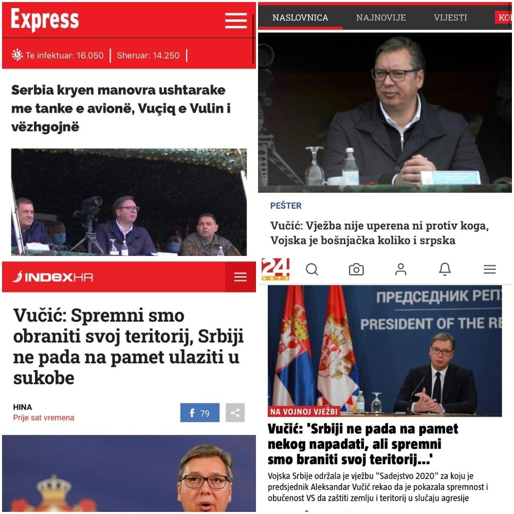Svi mediji u regionu pratili vojnu vežbu Sadejstvo 2020 i s pažnjom slušali reči predsednika Vučića!