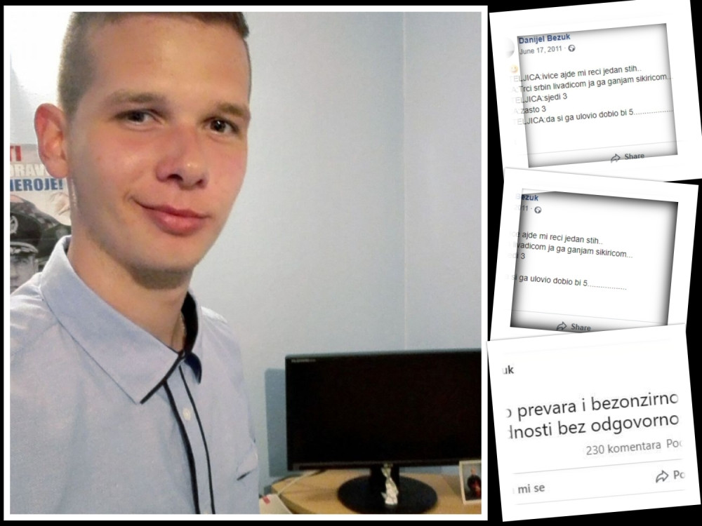 Danijel (22) bio je besan mladić i veliki SRBOMRZAC:  "Trči Srbin livadicom, ja ga jurim sikiricom... "