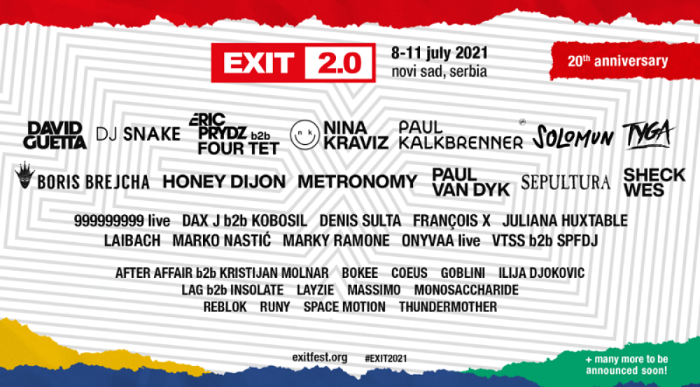 Sheck Wes, Kalkbrenner, Nina, Honey Dijon i Solomun pojačavaju veliku proslavu 20. godišnjice EXIT festivala!