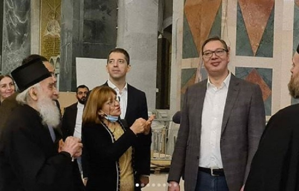 Vučić sa patrijarhom obišao radove na uređenju Hrama Svetog Save