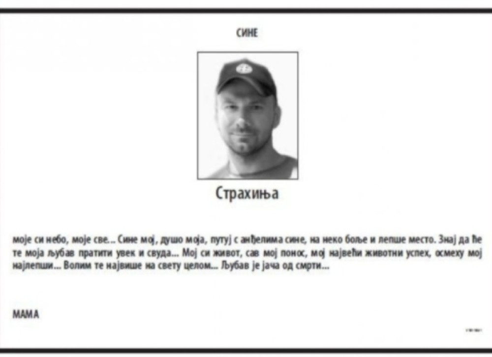 Moja će te ljubav pratiti uvek i svuda, LJUBAV JE JAČA OD SMRTI: Majka nastradalog Strahinje objavila potresnu čitulju!