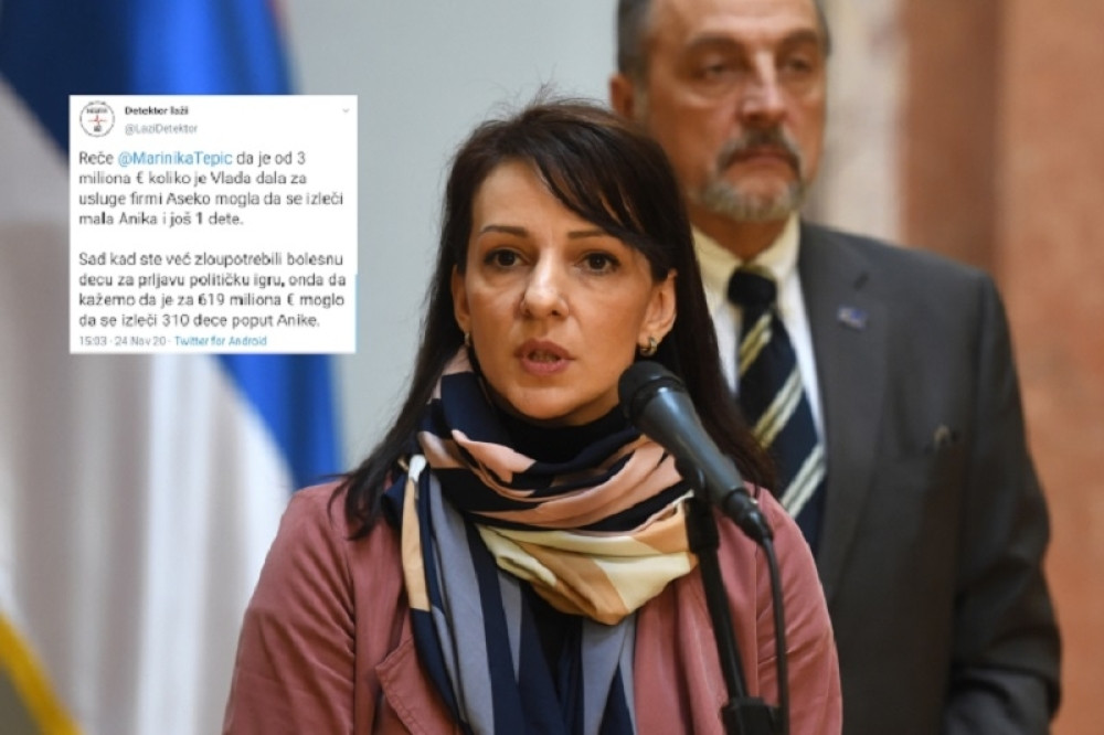 Marinika Tepić zloupotrebila bolesnu decu za svoje prljave političke igre!