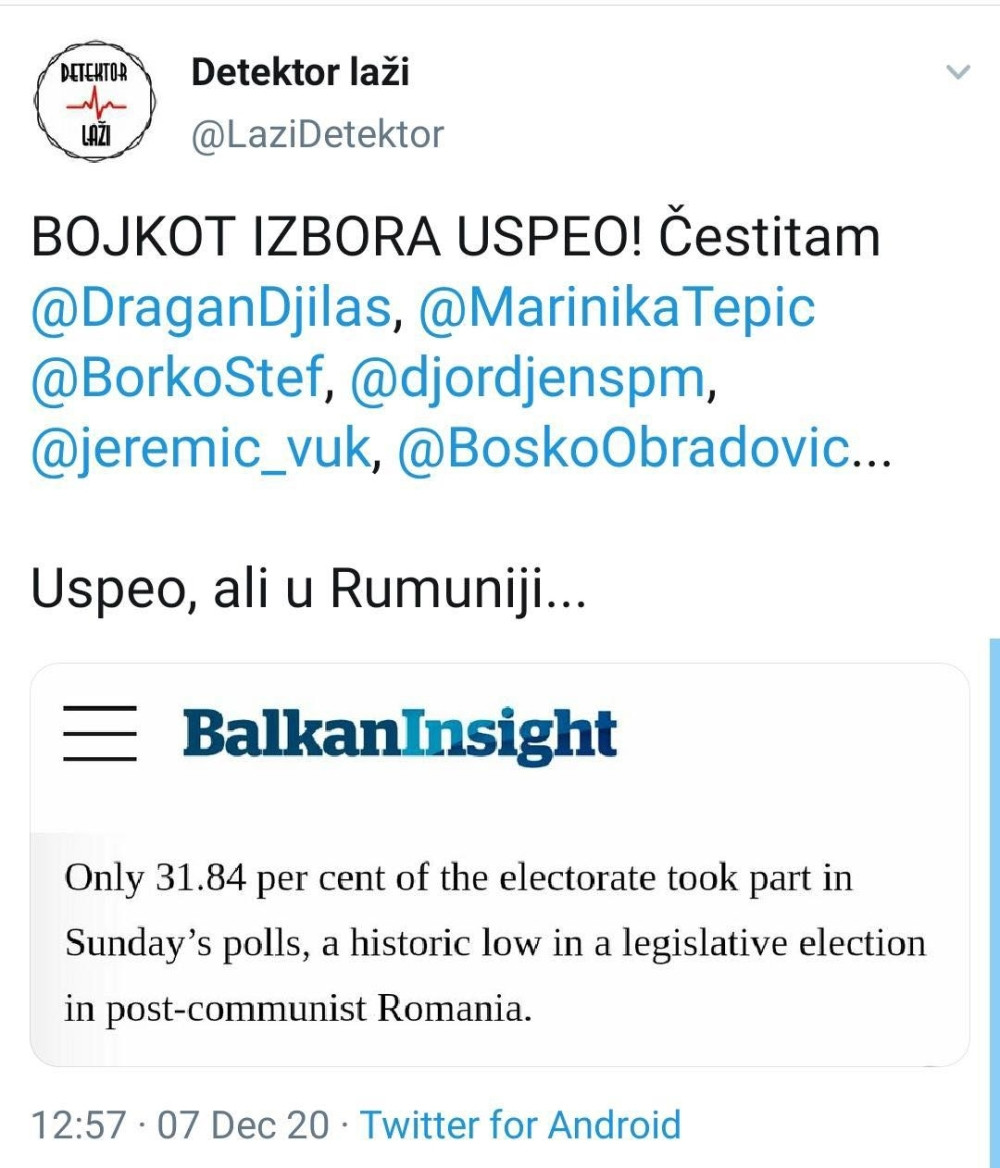 Svoju nameru su ostvarili, ali preko grane!