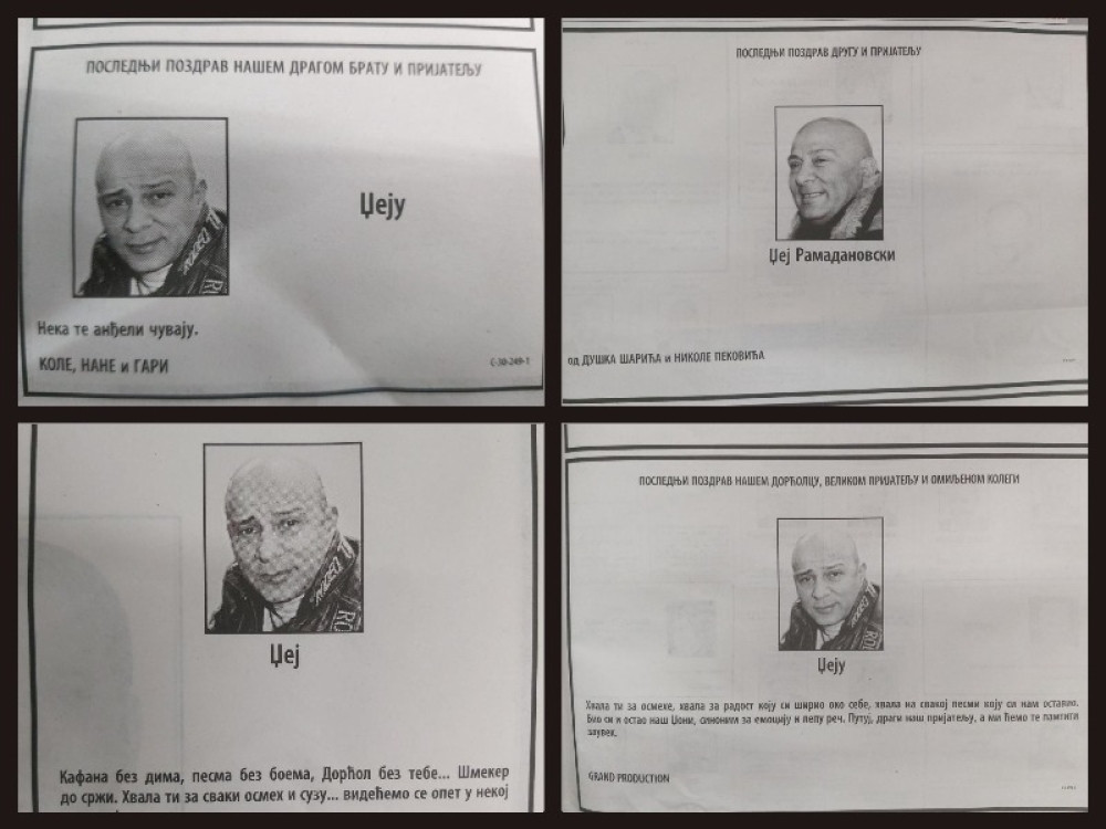 Potresne čitulje za Džeja, poslednji pozdrav prijatelju napisali Brano Mićunović, Šarić, Peković... (FOTO/VIDEO)