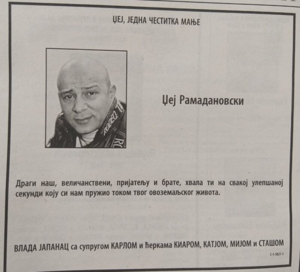 Poznati član zemunskog klana odao počast preminulom Džeju: Posebna čitulja iz centralnog zatvora! (FOTO)