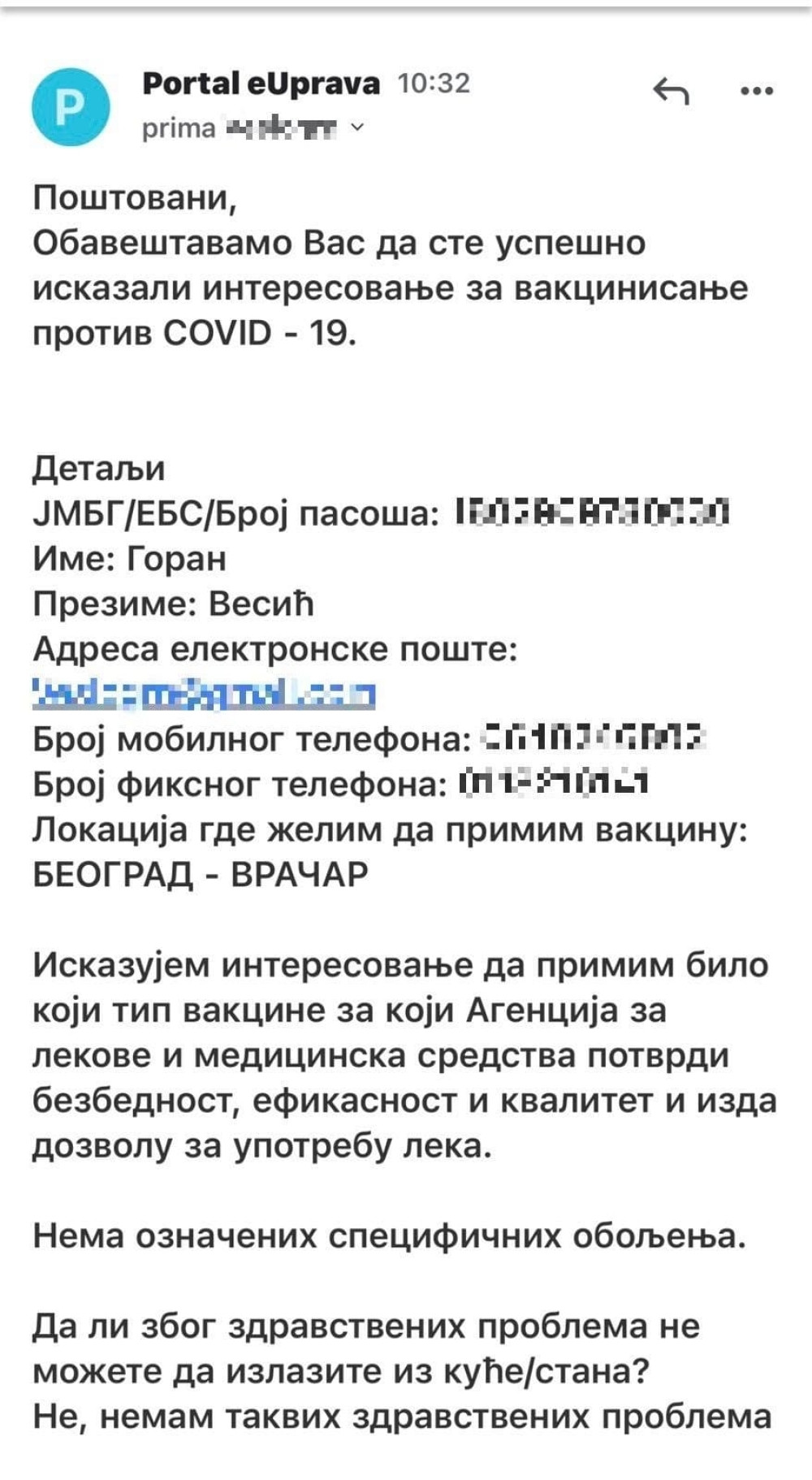 Vesić se među prvima prijavio da primi vakcinu!